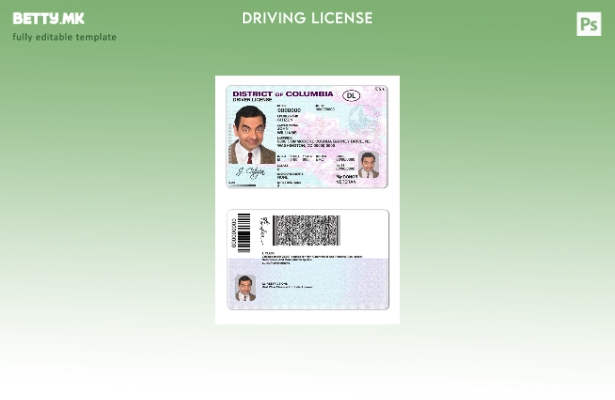 Модерен стил шаблон за возачка дозвола за американска област Колумбија